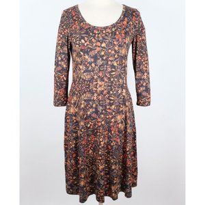 New Peruvian Connection sz M dress stretch floral 3/4 sleeves and pockets
